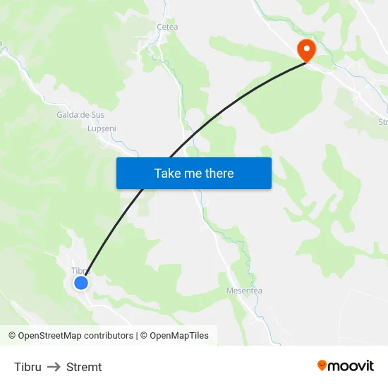 Tibru to Stremt map