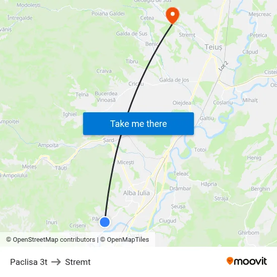 Paclisa 3t to Stremt map