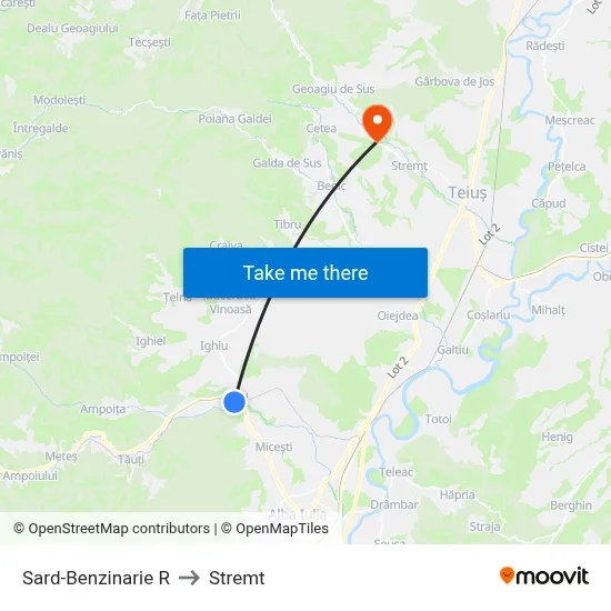 Sard-Benzinarie R to Stremt map