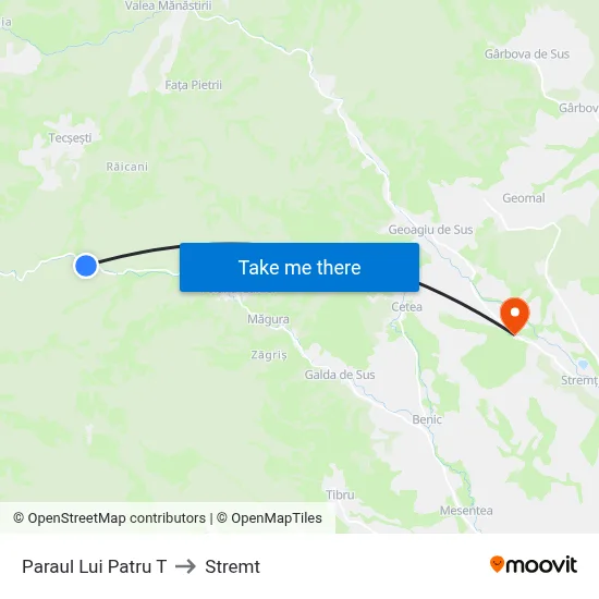 Paraul Lui Patru T to Stremt map