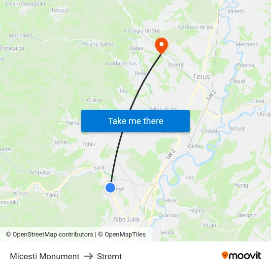 Micesti Monument to Stremt map