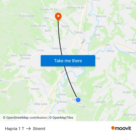 Hapria 1 T to Stremt map