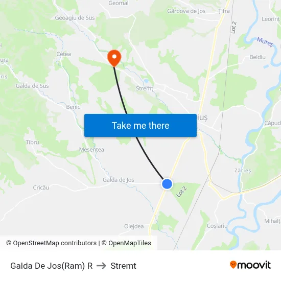 Galda De Jos(Ram) R to Stremt map