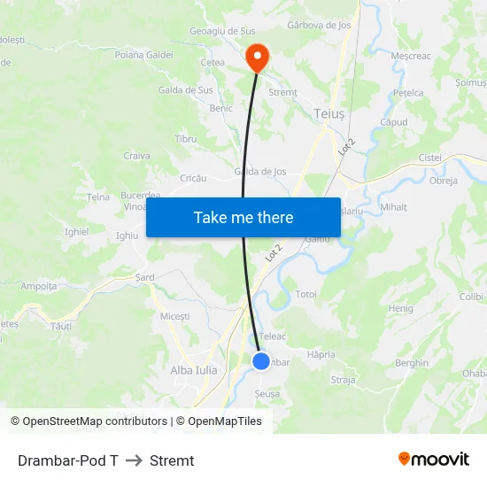 Drambar-Pod T to Stremt map
