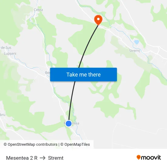 Mesentea 2 R to Stremt map