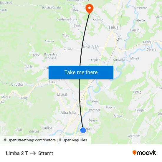 Limba 2 T to Stremt map