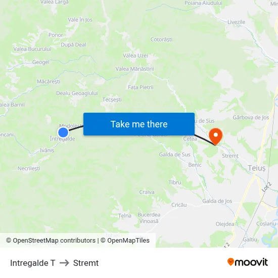 Intregalde T to Stremt map