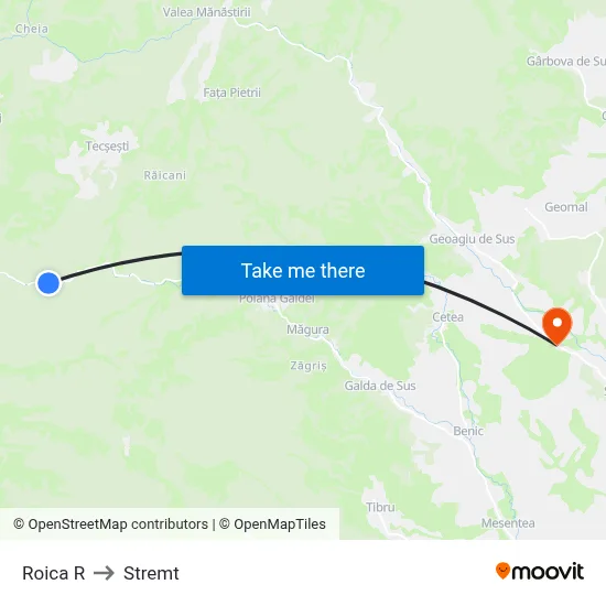 Roica R to Stremt map