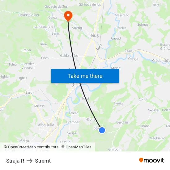 Straja R to Stremt map