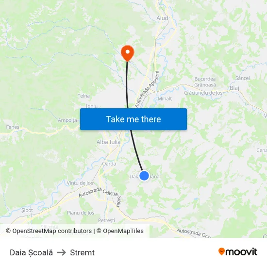 Daia Școală to Stremt map