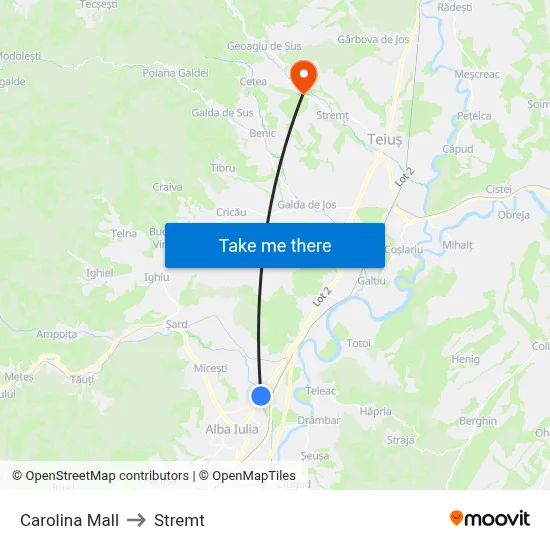 Carolina Mall to Stremt map