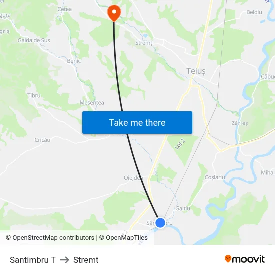 Santimbru T to Stremt map