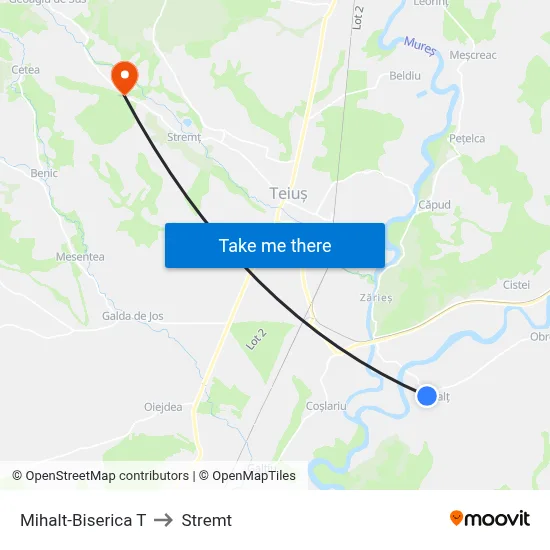 Mihalt-Biserica T to Stremt map