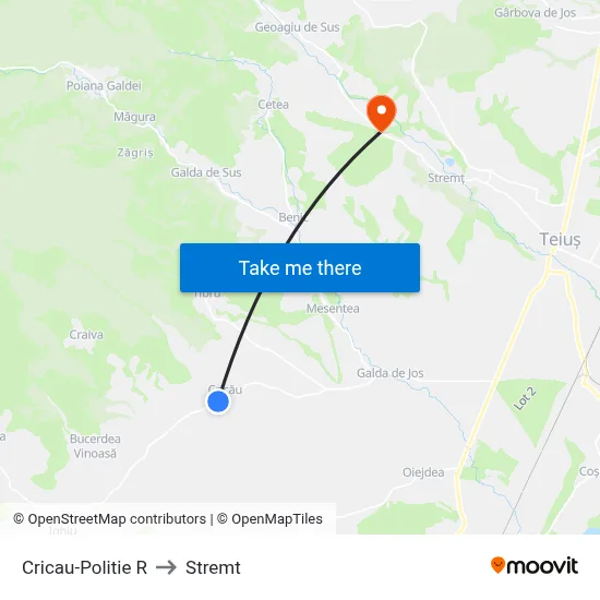 Cricau-Politie R to Stremt map