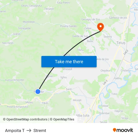 Ampoita T to Stremt map