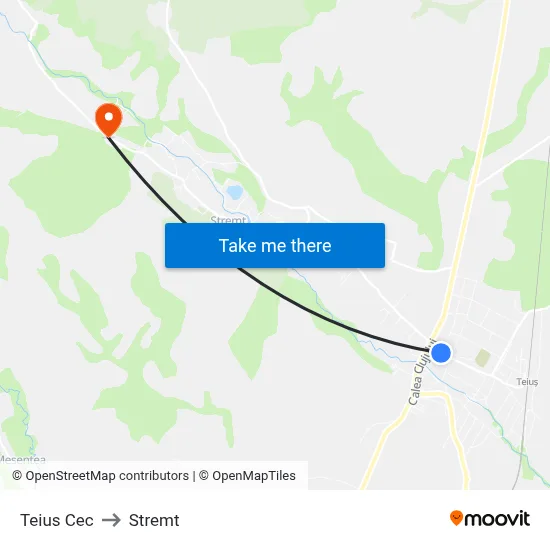 Teius Cec to Stremt map
