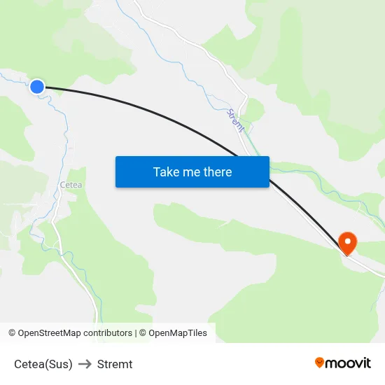 Cetea(Sus) to Stremt map