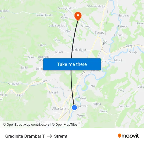 Gradinita Drambar T to Stremt map