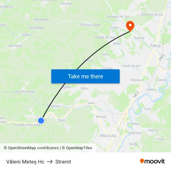 Văleni Meteș Hc to Stremt map