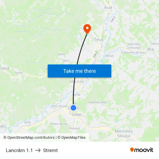Lancrăm 1.1 to Stremt map