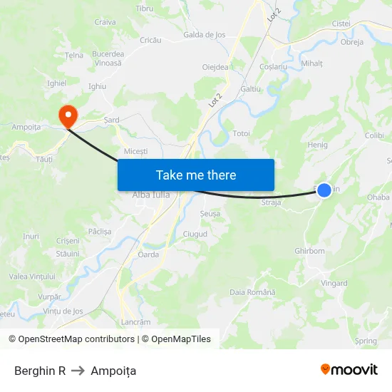 Berghin R to Ampoița map