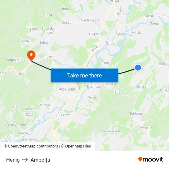 Henig to Ampoița map
