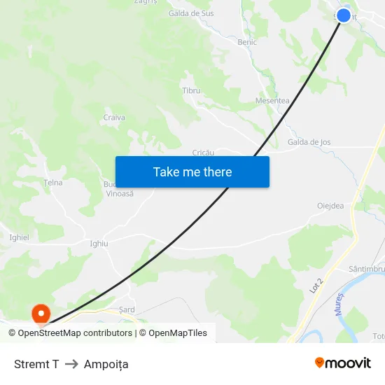 Stremt T to Ampoița map