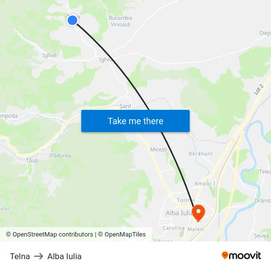 Telna to Alba Iulia map