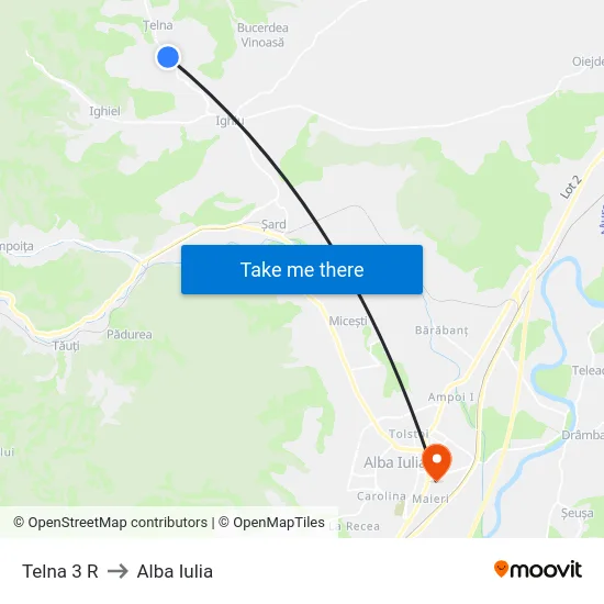 Telna 3 R to Alba Iulia map