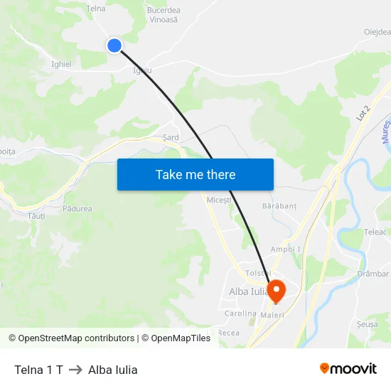 Telna 1 T to Alba Iulia map