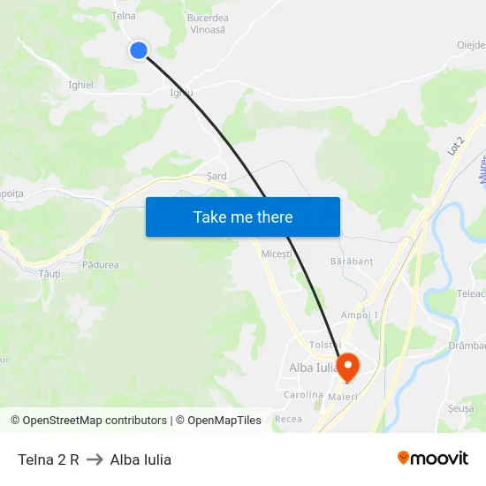 Telna 2 R to Alba Iulia map