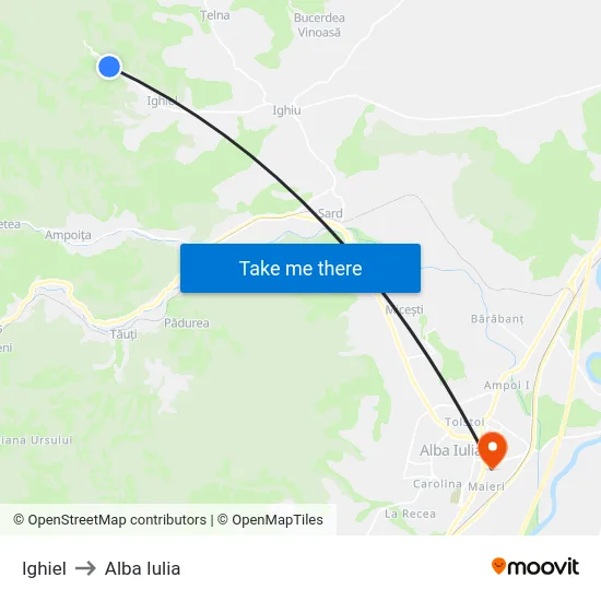 Ighiel to Alba Iulia map