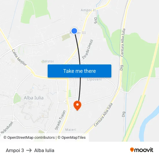 Ampoi 3 to Alba Iulia map