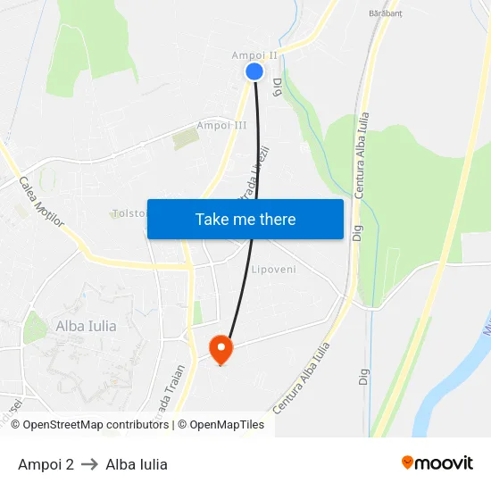 Ampoi 2 to Alba Iulia map