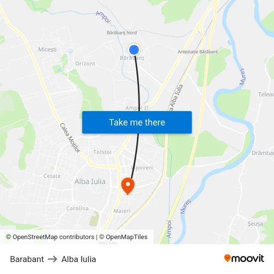 Barabant to Alba Iulia map