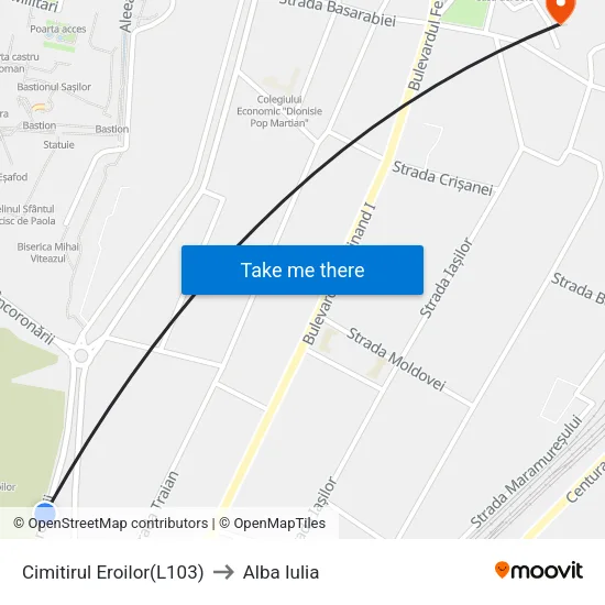 Cimitirul Eroilor(L103) to Alba Iulia map