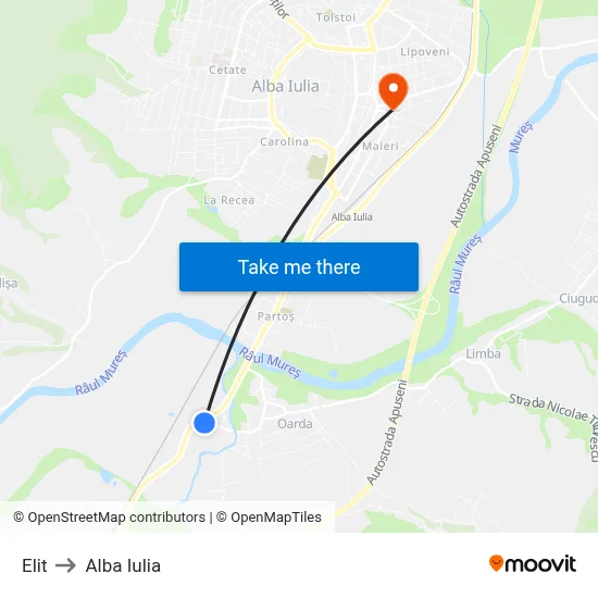 Elit to Alba Iulia map