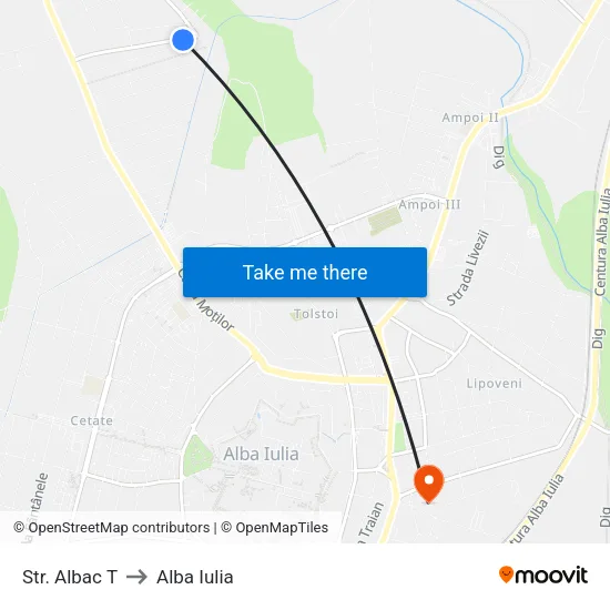 Str. Albac T to Alba Iulia map