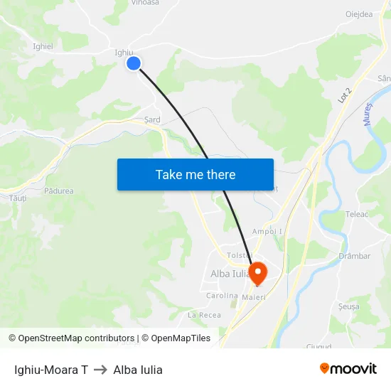 Ighiu-Moara T to Alba Iulia map