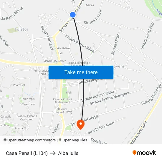 Casa Pensii (L104) to Alba Iulia map