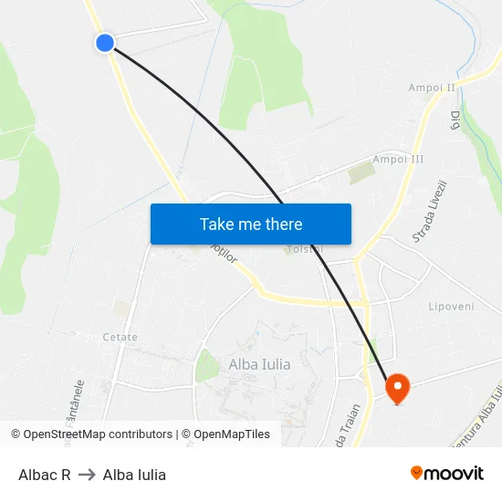 Albac R to Alba Iulia map