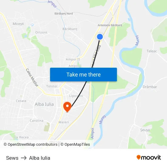 Sews to Alba Iulia map