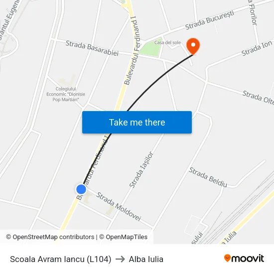 Scoala Avram Iancu (L104) to Alba Iulia map