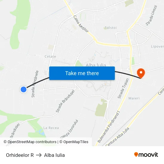Orhideelor R to Alba Iulia map