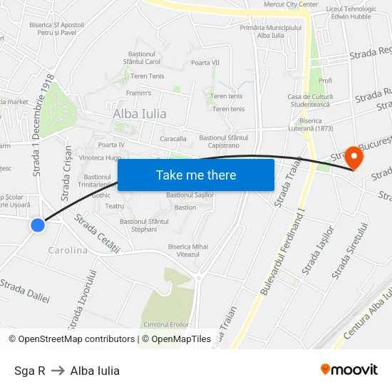 Sga R to Alba Iulia map