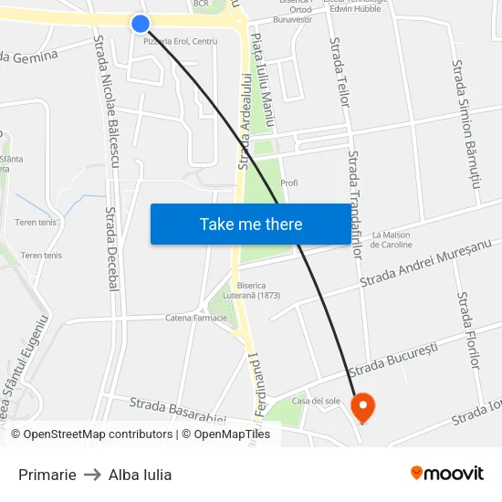 Primarie to Alba Iulia map