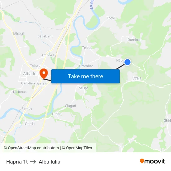 Hapria 1 T to Alba Iulia map