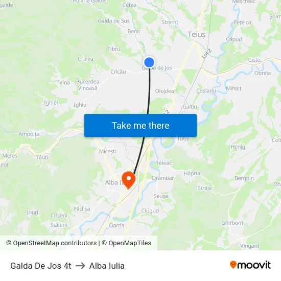 Galda De Jos 4t to Alba Iulia map
