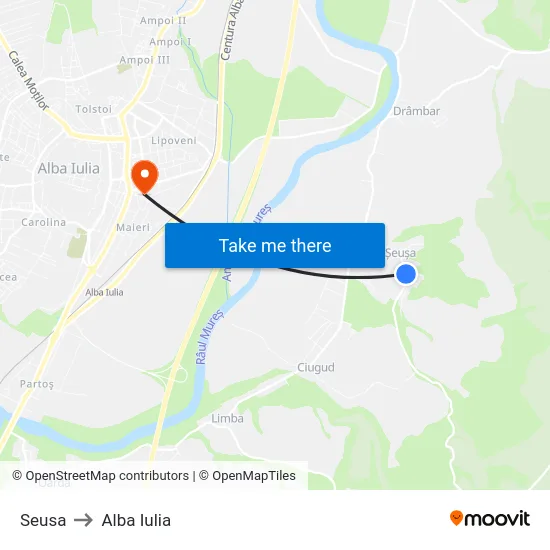 Seusa to Alba Iulia map