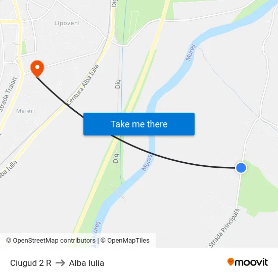 Ciugud 2 R to Alba Iulia map